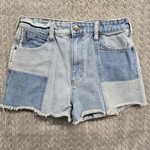 Women's Wrangler x Billabong Patchwork‎ Shorts Denim Cut Offs Size 30 Country